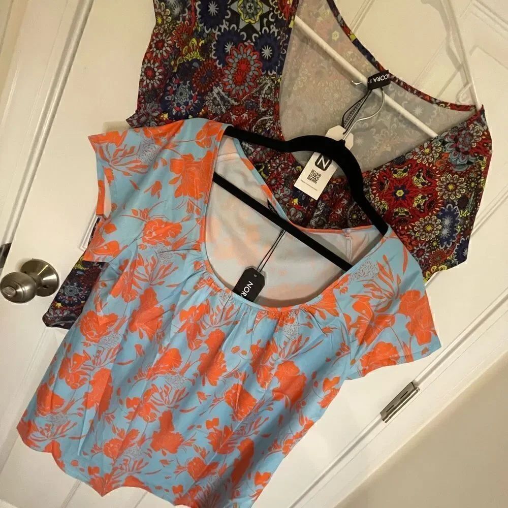 Two 2 NORACORA blouses small shirt sleeve
